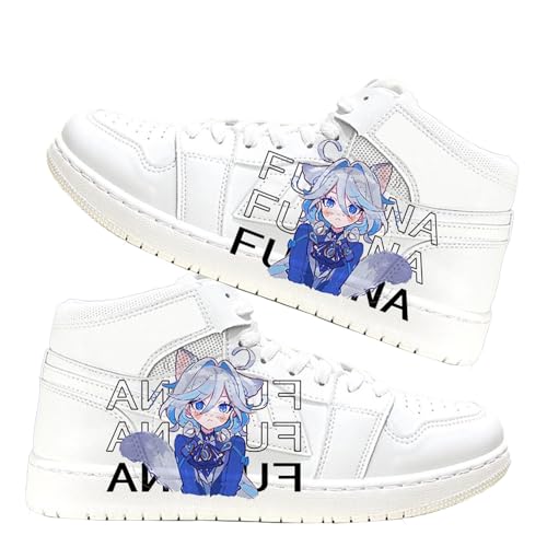 Xianyuee Anime Weiße Schuhe Printed High Top Unisex Schuhe Kamisato Ayaka/Yae Miko Merch PU-Leder Schnür Schuhe Turnschuhe Casual von Xianyuee