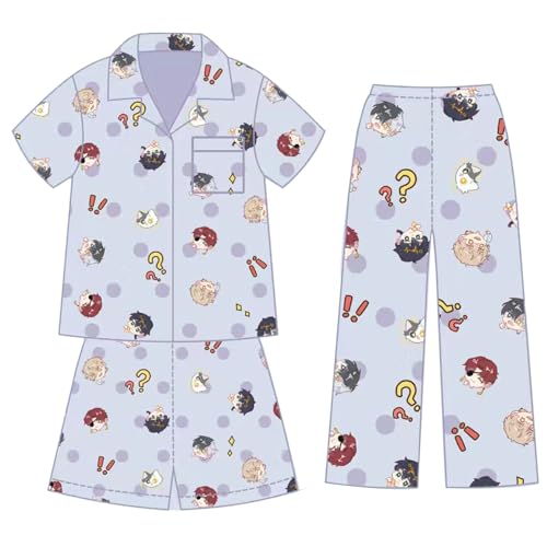 Xianyuee Anime Wind Breaker Schlafanzug Cartoon Cute 2-Teiler Set Sommer Pyjama, Wind Breaker Cosplay Wind Breaker Pyjamas Shorts Hose von Xianyuee