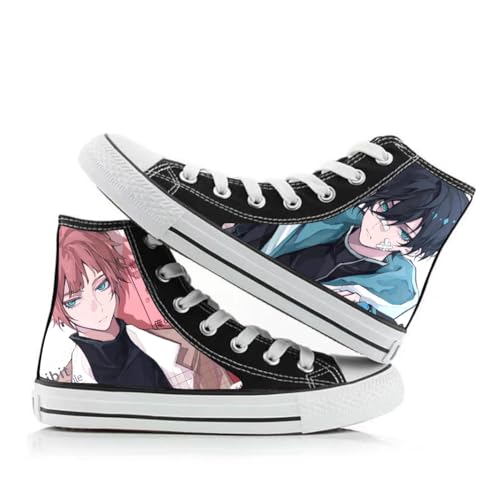 Xianyuee Blue Lock Shoes Canvas High Top Unisex Schuhe Blue Lock Merch Anime Figuren 3D Printed Schnür Schuhe Turnschuhe Casual von Xianyuee