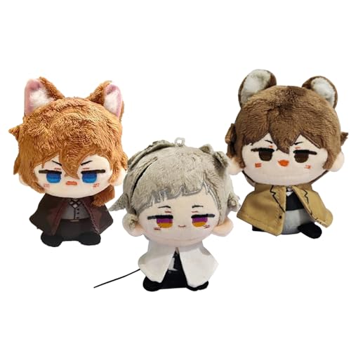 Xianyuee Bungo Stray Dogs Plush Dazai/Chuuya/Atsushi/Ranpo Figur Soft Stuffed Pendant Bag Backpcak Keychain Decoration Collectibles 12CM von Xianyuee