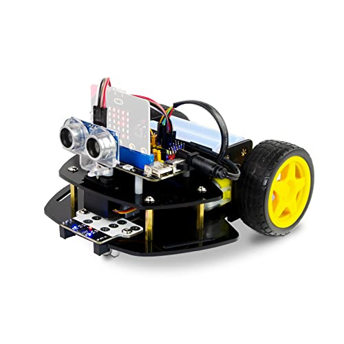 XiaoR GEEK Microbit 2WD Roboter-Auto-Kit für Micro:bit V2 und V1.5 (nicht enthalten), grafisches Makecode-Codierungsauto mit Ultraschallsensor, programmierbares Auto für Erwachsene, Teenager, von XiaoR GEEK