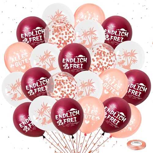 Rente Deko Luftballons Set Roségold - 34 Stück Endlich Rentnerin Dekoration mit "Alles Gute" und "Endlich Frei" Luftballons, Deko Ruhestand Frau, Deko Abschied Ruhestand Ballon von Xietaea