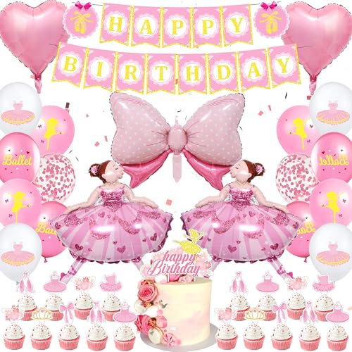 Xietaea Ballerina Geburtstag Deko Mädchen - 57 Stück Rosa Ballett Geburtstagsdeko, Happy Birthday Banner Tortendeko Konfetti Ballons Herz Folienballon, Ballett Princess Luftballon Kindergeburtstag Xietaea Ballerina Geburtstag Deko Mädchen - 57 Stück Rosa Ballett Geburtstagsdeko, Happy Birthday Banner Tortendeko Konfetti Ballons Herz Folienballon, Ballett Princess Luftballon Kindergeburtstag von Xietaea