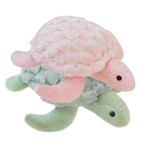 Weiche Plüsch-Meeresschildkröte, Kuscheltier Schildkröte, Plüschschildkröte, Kuscheltier Schildkröte, Meeresschildkröte als Plüsch mit Kissenzubehör, süßes Schildkröten-Plüschkissen(Farbe:Green+Pink11 von Xifyjus