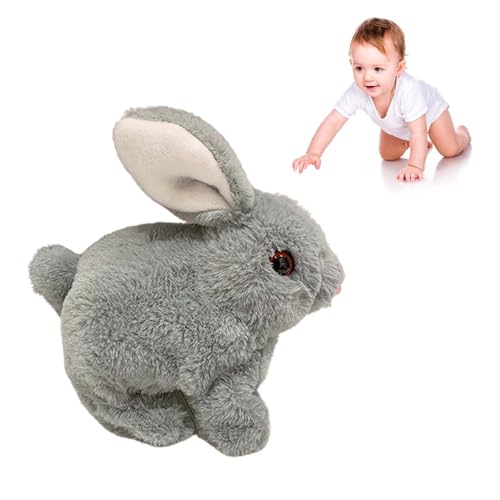 Xifyjus Bunby – Mein realistisches Häschenspielzeug, realistisches Häschen-Plüschtier for Kinder, realistisches Bunbi-Häschen, Perfekter Imitator des Häschens, springende und wackelnde Ohren(Gray) von Xifyjus