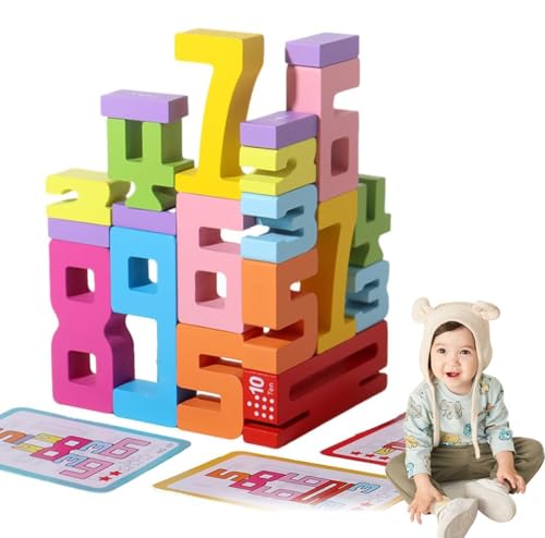 Xifyjus Inspirierte hölzerne Zahlenblöcke, 20-teiliges Zahlen-Holzbaustein-Set, hölzernes Zahlenblock-Spielzeug, 3D-Digitalpuzzle, Baby-Blockspielzeug, Stapelspielzeug, Zahlenpuzzle-Blöcke(1pcs) von Xifyjus