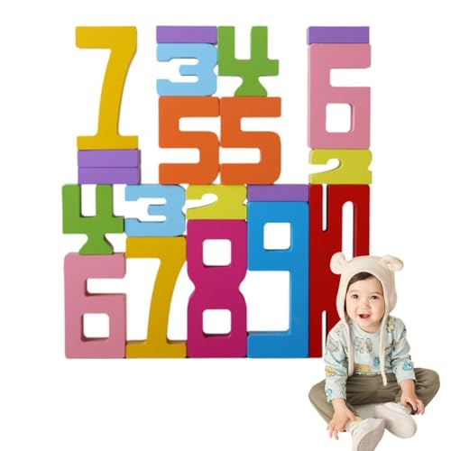 Xifyjus Inspirierte hölzerne Zahlenblöcke, 20-teiliges Zahlen-Holzbaustein-Set, hölzernes Zahlenblock-Spielzeug, 3D-Digitalpuzzle, Baby-Blockspielzeug, Stapelspielzeug, Zahlenpuzzle-Blöcke(2pcs) von Xifyjus