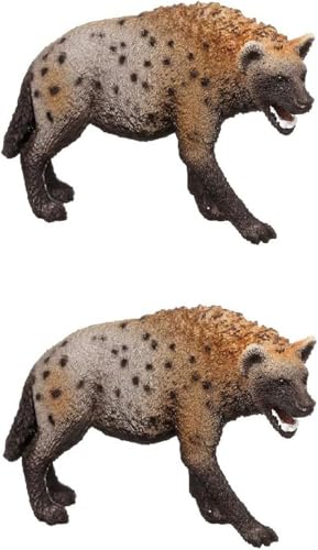 2 Stück Hyäne Tier Spielfigur, 8,5 cm/3,4 Zoll Afrikanische Safari-Tier-Spielzeugfiguren, Sammelbares Hyäne Tierfiguren Wildlife Collection Figur, Erfolgreiche Jäger Der Afrikanischen Savanna von Xijobido