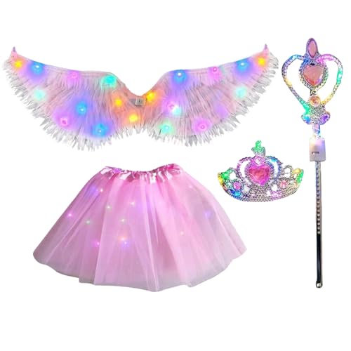 Xijobido Engelskostüm für Mädchen, beleuchtetes Kinderkostüm mit Engelsflügeln, Bekleidungszubehör-Sets für Foto, Urlaub, Schule, Festival, Party, , , Geburtstag, Cosplay, Halloween Xijobido Engelskostüm für Mädchen, beleuchtetes Kinderkostüm mit Engelsflügeln, Bekleidungszubehör-Sets für Foto, Urlaub, Schule, Festival, Party, , , Geburtstag, Cosplay, Halloween von Xijobido