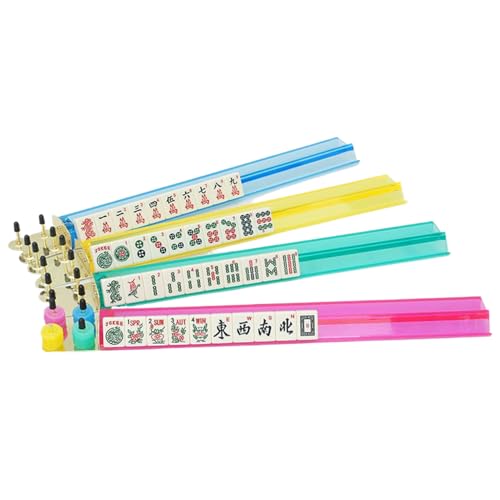 Xijobido Mahjong-Ständer | 4er Set Mit Schiebern Für Mahjong Spielsteine - Klare 47 cm Halterung Für Erfahrene Spieler, Reise Und Anfänger Xijobido Mahjong-Ständer | 4er Set Mit Schiebern Für Mahjong Spielsteine - Klare 47 cm Halterung Für Erfahrene Spieler, Reise Und Anfänger von Xijobido