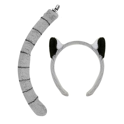 Xijobido Tierkopfschmuck | Lemuren Ohren Kopfband Mit Schwanz | Kostümzubehör für für Halloween Partys, Cosplay, Karneval, Bühnenauftritte, Maskeraden und Feiertage Xijobido Tierkopfschmuck | Lemuren Ohren Kopfband Mit Schwanz | Kostümzubehör für für Halloween Partys, Cosplay, Karneval, Bühnenauftritte, Maskeraden und Feiertage von Xijobido