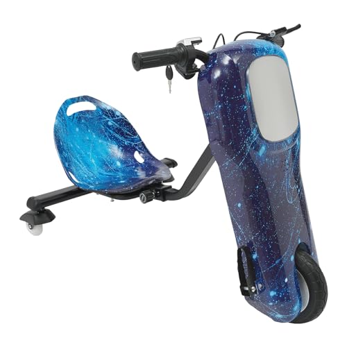 Elektrisches Kinderdreirad, Waveboard, Bobby Car, Driftwagen mit LED-Frontplatte, geeignet für Kinder ab 5 Jahren (Sternenblau) von Xilinjyao