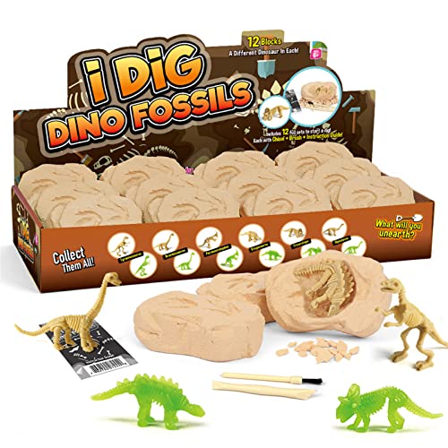 Ausgrabung von Dinosauriern, 12 Kits zum Ausgraben von Dinosauriern, leuchtende Dinosaurier, Experimente, Wissenschaft, Ausgrabung, für Kinder ab 3 Jahren, Füllung Sockenkorb Ximan von Ximan