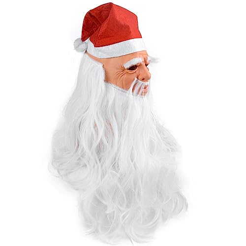 Ximan Weihnachtsmann mit Bart | Santa Masque mit langem weißem Bart - Santa Face Masque Masque Skin-friendly für Kostüme Weihnachten Party Kostüme von Ximan