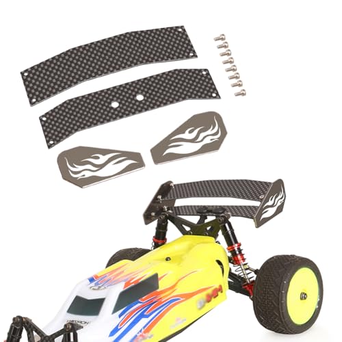 XinGeeek RC Doppelter Heckflügel Kohlefaser Aluminium Heckflügel für Losi 1/16 Mini Buggy Off Road RC Car Upgrades (Grau) von XinGeeek