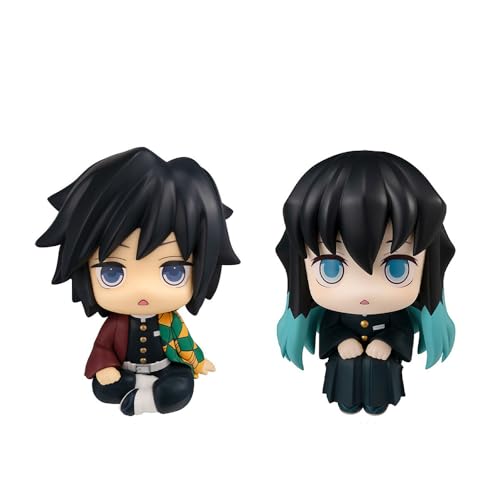 2pcs Tomioka Giyuu Anime Figuren Look up Tokitou Muichirou Figuine 10cm PVC Action Figure Cute Mini Sitzende Figur Modell Desktop Dekoration von Xinchangda