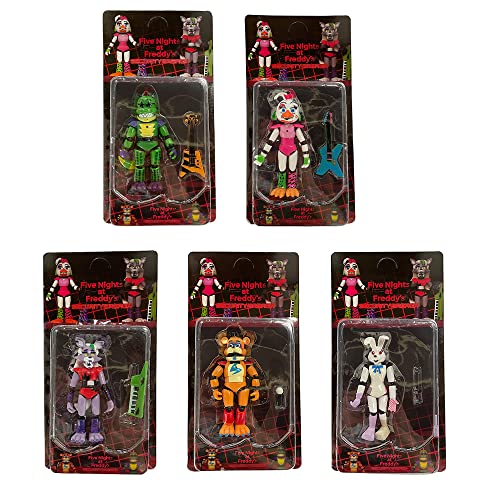 Xinchangda FNAF Sicherheitsverletzungs-Actionfiguren, Foxy Fazbear Chica, PVC-Figuren, Sammlermodell für Kinder, 5 Stück/Set von Xinchangda