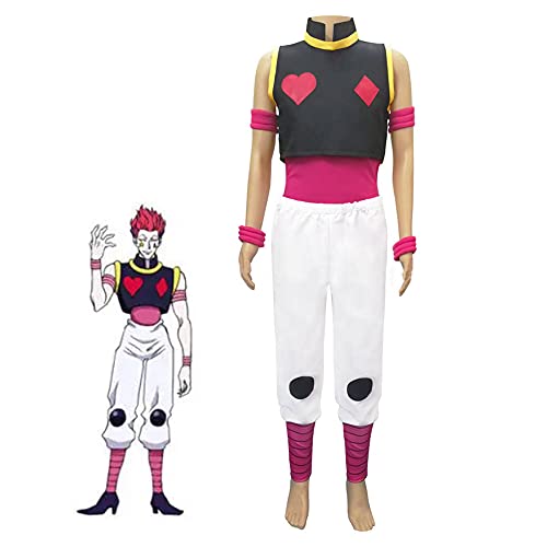 Herren Hisoka Cosplay Kostüm Anzug enthalten Mantel Weste Handschuhe Fußabdeckung Hosen Halloween Karneval Verkleidung Uniform Geschenk für Erwachsene, Hisoka, L von Xinchangda