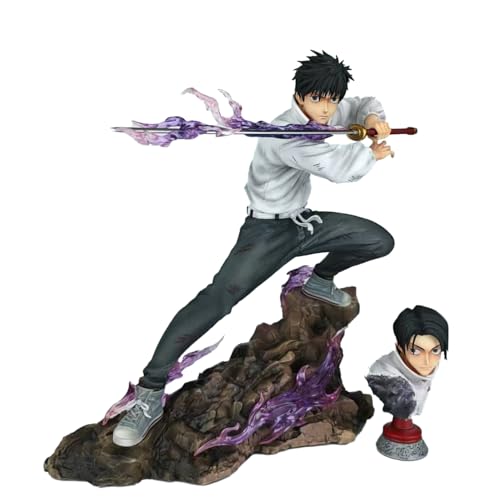 JJK Figur Okkotsu Yuta Action Figure Austauschbare Köpfe Anime Statue 22cm Okkotsu Yuta Schwert Fighting Pose Modell Desktop Deko Sammlerstücke von Xinchangda