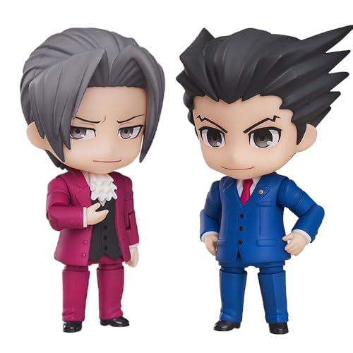 Miles Edgeworth und Phoenix Wright Figur 10 cm, Austauschbare Teile und Bewegliche Actionfiguren Statue, Desktop-Dekoration Kollektionen, 2 Stück von Xinchangda