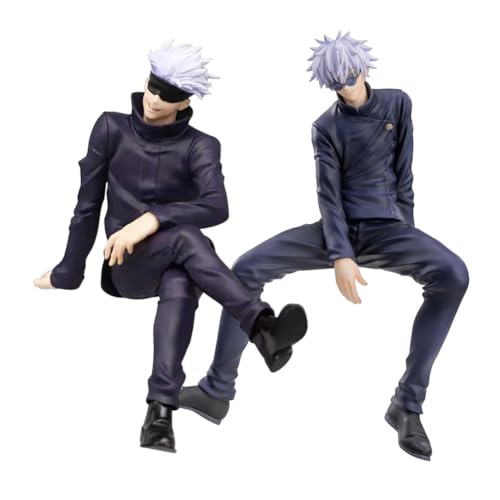 Xinchangda 2pcs Gojo Satoru Action Figure Sitzende Position Modell PVC Anime Statue Sammlerstücke Anime Figuren Ornamente Desktop Dekoration Geschenk für Fans von Xinchangda