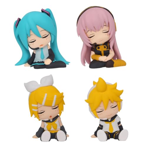 Xinchangda 4pcs Miku Figur Cute Kagamine Rin Anime Figuren Kagamine Len Actionfigur 6cm PVC Statue Modell Sammlung Tortendekoration Desktop Decoration von Xinchangda