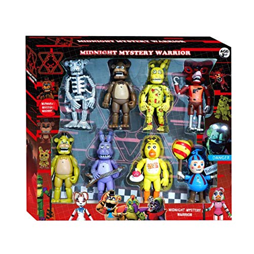 Xinchangda 8pcs Set Five Nights Game Figures FNAF Action Figure with Lights Foxy Sister Location Horror Doll PVC Figuren Statue Model for Kids Gifts, 13.97cm von Xinchangda