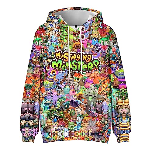 Xinchangda Anime Hoodie, My singing monsters Cosplay Pullover Unisex Paar lässig Sport Sweatshirt Cartoon Charaktere Hoodie für Jungen Mädchen von Xinchangda