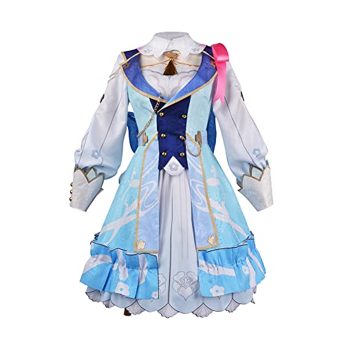 Xinchangda Beliebte Anime-Spielfigur Kamisato Ayaka Cosplay Kostüm New Skin Letter of Time Oren Wind Rock Set (Send a Cos Perücke) für Frauen Mädchen von Xinchangda