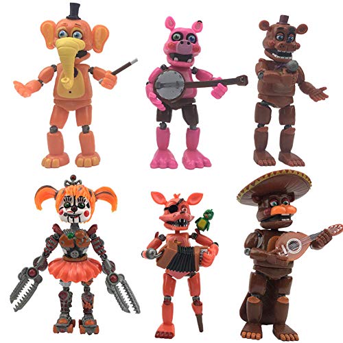 Xinchangda FNAF Figuren-Set, Fünf-Nacht-Spiel, abnehmbar, leuchtend, Foxy-Schwester-Standort, Horror-Statue, Modell mit Beleuchtung, 6 Stück von Xinchangda