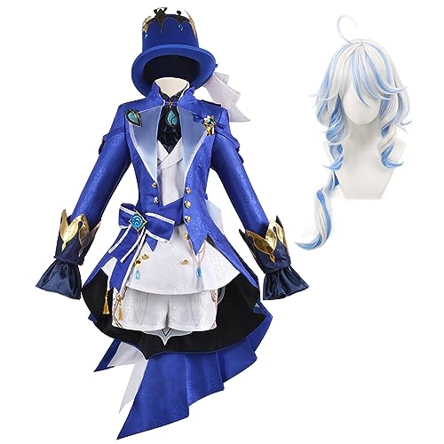 Xinchangda Focalors Cosplay Outfit Set Furina Cosplay Halloween Kostüm Frau Mädchen Karneval Party Anime Kleidung für Erwachsene von Xinchangda