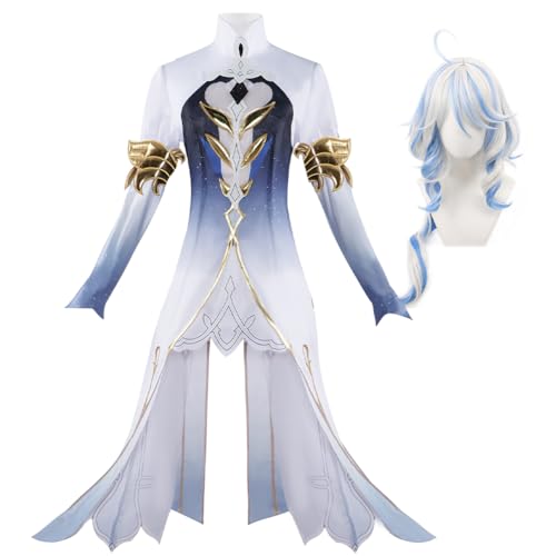 Xinchangda Focalors Cosplay Outfit Set Furina Cosplay Halloween Kostüm Frau Mädchen Karneval Party Anime Kleidung für Erwachsene von Xinchangda