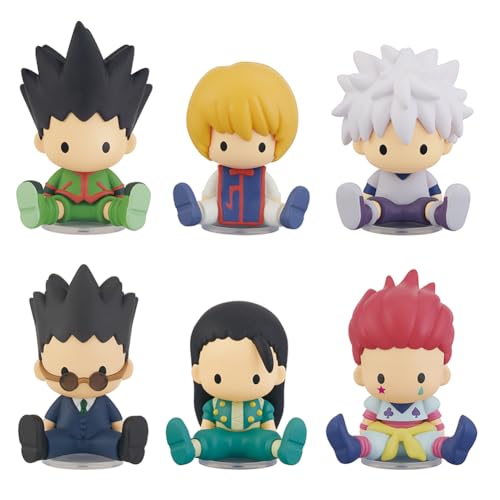 Xinchangda Killua Zaoldyeck Actionfiguren GON·FREECSS Statuen-Set, 6 cm, niedliche Sitzposition, Kurapika-Figur, Anime-Kuchenornamente, Desktop-Kollektionen, 6 Stück von Xinchangda