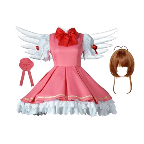 Xinchangda Kinomot Cosplay Kostüm Outfit Kinomot Kampfuniform Rosa Kleid Handschuhe Hut Komplettes Set Anime Cosplay Halloween Kostüm Geburtstagsgeschenke von Xinchangda