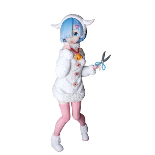 Xinchangda REM Action-Figur, Schaf-Kostüm, Anime-Figur, niedliche Remu-Figur, stehende Pose, Modelle, Desktop-Dekoration, Sammlerstücke, Geschenk für Fans, 20 cm von Xinchangda