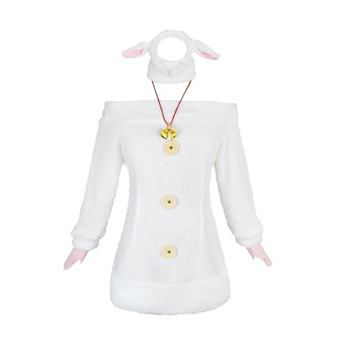 Xinchangda REM Anime Cosplay Kostüm Remu Little Sheep Cosplay Uniform Weißes Kleid Halloween Outfits Karneval Party Kostüm von Xinchangda