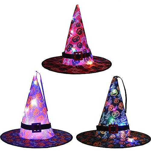 Hexenhut Mädchen,XinYuor 3PCS Halloween Hexenhut,Zauberer Hut für Erwachsene Kinder,Hallooween Deko Karnevalskostüm Kostümzubehör Cosplay Mütze,Halloween Partyhut Hexenhut für Kinder Erwachsene (A) von XineYuor