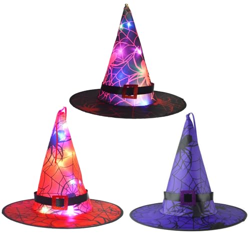 Hexenhut Mädchen,XinYuor 3PCS Halloween Hexenhut,Zauberer Hut für Erwachsene Kinder,Hallooween Deko Karnevalskostüm Kostümzubehör Cosplay Mütze,Halloween Partyhut Hexenhut für Kinder Erwachsene (C) von XineYuor