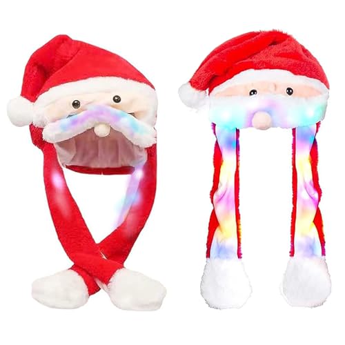 XineYuor 2 Stück Weihnachtsmütze,Plüsch Weihnachtsmann Mütze Partyhut,Nikolausmütze Weihnachts Mütze mit Beweglichen Ohren Weihnachtsmütze Lustige für Erwachsene Kinder Cosplay Weihnachten (B) von XineYuor