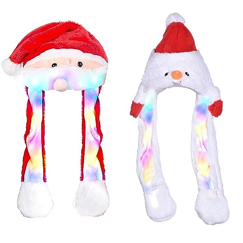 XineYuor 2 Stück Weihnachtsmütze,Plüsch Weihnachtsmann Mütze Partyhut,Nikolausmütze Weihnachts Mütze mit Beweglichen Ohren Weihnachtsmütze Lustige für Erwachsene Kinder Cosplay Weihnachten (C) von XineYuor