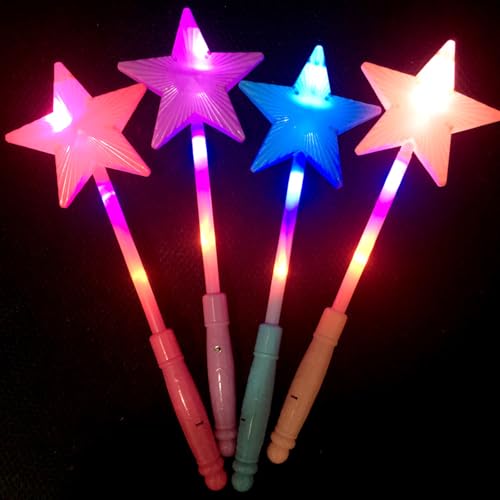 XineYuor 4PCS Zauberstäbe für Kinder,Zauberstab Leuchtend,Stern Zauberstab Prinzessin Zauberstab Fee Glitzer Stern Zauberstab Feenstab für Mädchen Weihnachten Halloween Weihnachtskostüm von XineYuor