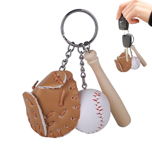 Baseballschläger Schlüsselanhänger, Sport Schlüsselanhänger | Sportlicher Schlüsselanhänger für Team | Baseball Handschuhe, Fledermaus Schlüsselanhänger aus Holz, für Sport-Themenparty, von Xinhuju