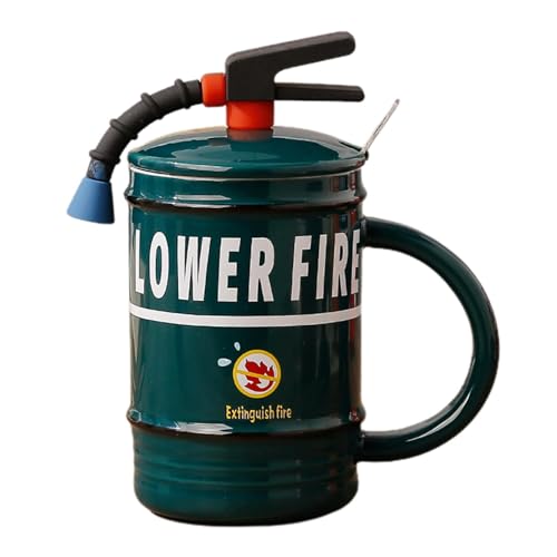 Feuerlöscher-Kaffeetasse – Keramik-Teetasse, Teetasse mit Feuerwehrmann-Motiv | Feuerwehrmann-Trinkgeschirr mit großem Fassungsvermögen, 480 ml, Feuerlöscher-Kaffeetasse, Keramik-Tee-Kaffeetasse mit D von Xinhuju