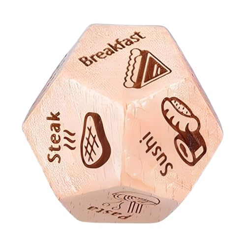 Food Choice Dice – Entscheidungswürfel aus Holz, Date Night Dice | 12-seitiger Essenswürfel, lustiges Essensentscheidungsspiel, wiederverwendbarer Abendessenwürfel, tragbarer Essenswürfel, ideal für D von Xinhuju