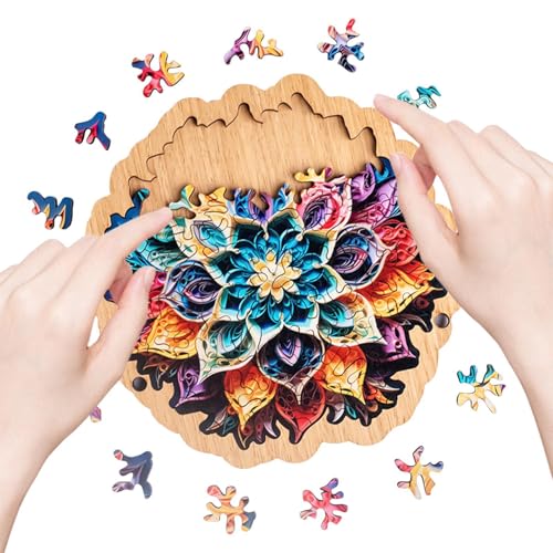 Holzpuzzles Für Erwachsene – Rätselpuzzle Aus Holz Mit 74 Teilen, Blumenförmiges Design | 5,12 X 5,12 Zoll Großes Puzzlespiel Für Kinder Und Erwachsene, Tischdekoration Für Familientreffen Und Unterha von Xinhuju