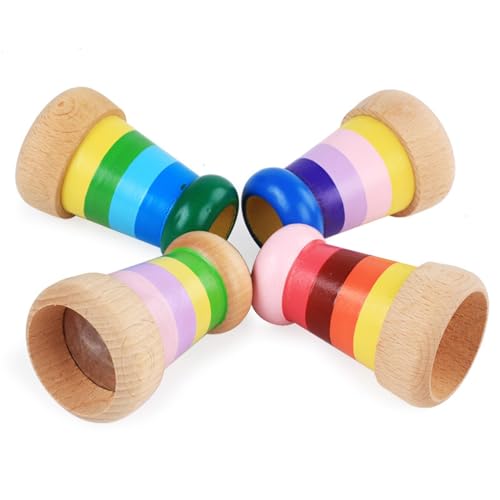 Kaleidoskop-Spielzeug, Entwicklungsspielzeug, Lernspielzeug für Kinder, Beobachtungsspielzeug – handgefertigtes Kaleidoskop aus Holz | Rotierendes Kaleidoskop-Spielzeug aus Holz für und Mädchen von Xinhuju