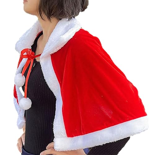 Mrs Claus Cape – Eleganter Weihnachtsmann-Umhang, Urlaubskostüm-Umhang | Warmer Schulterwickel für Frauen und Mädchen, lustiges festliches Accessoire für Partys und Winterfeiern, rote Weihnachtsumhäng von Xinhuju