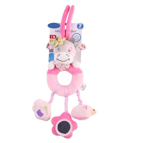 Plüsch Rasseln Spielzeug, Plüsch sinnliches Spielzeug - Vista Little Esel Kinderwagen und, Plüsch -Kinderspielzeug Rasseln, Rhino Pink Cow y Dekoration Süßes Plüsch Tierhänge Rasselnwagen Kinderw von Xinhuju