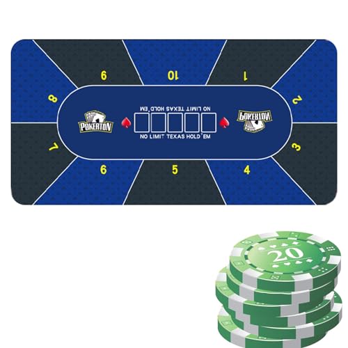 Pokertischabdeckung – Holdem Pokermatte, Thema Tischdecke | Hold'em Poker Gummimatte Poker für Tische, zusammenklappbar, tragbar, Poker-Tischplatten-Layout mit Tragetasche für Pokerspiele von Xinhuju