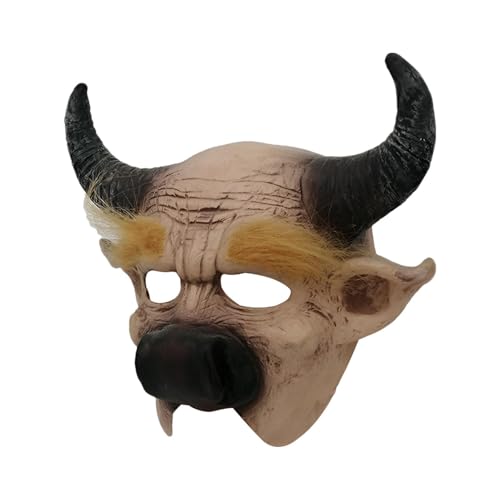 Stier-Gesichtsbedeckung – Stier-Kostümzubehör – Halloween-Cosplay-Maske, Party-Gesichtsbedeckung | Tragbare Tiermaske, realistische Stier-Kopfbedeckung, urkomische Urlaubsoutfits, vielseitige Maskerad von Xinhuju